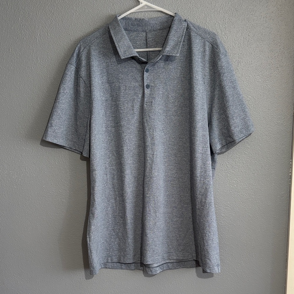 Lululemon Men's bluish Grey Polo Shirt - Classic Short Sleeve